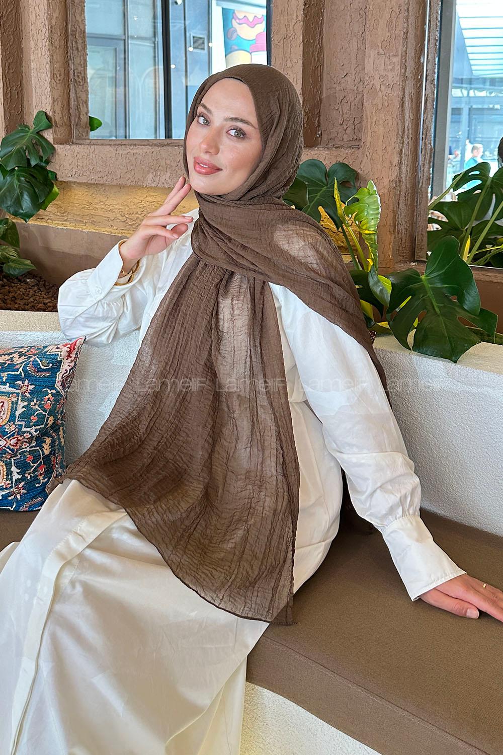 Lamelif Müslin Şal Kahverengi