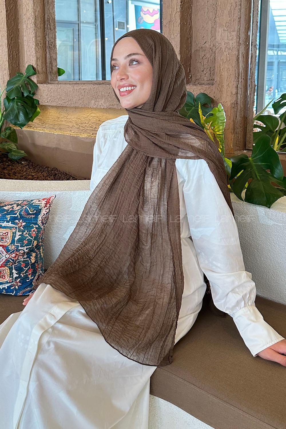 Lamelif Müslin Şal Kahverengi