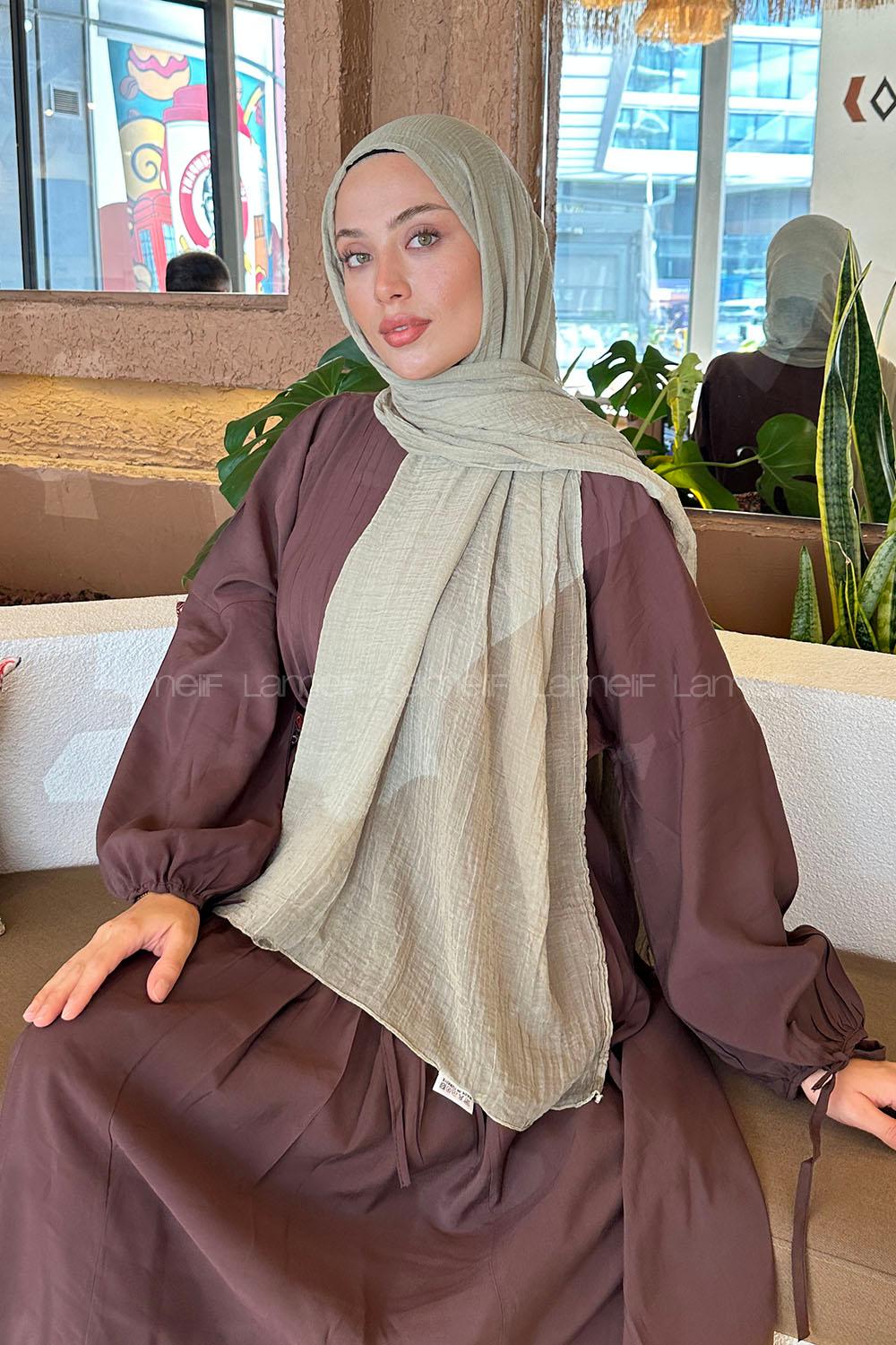 Lamelif Müslin Şal Koyu Taş