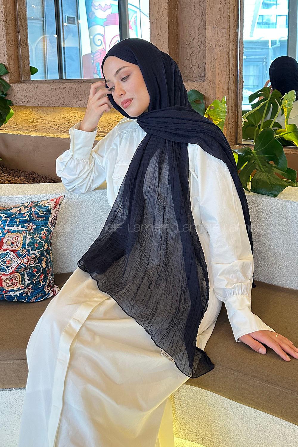 Lamelif Müslin Şal Lacivert