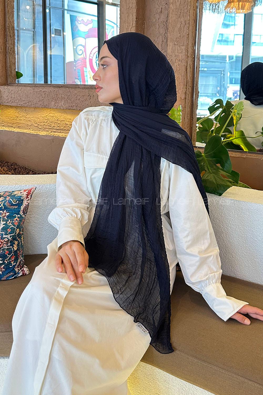 Lamelif Müslin Şal Lacivert