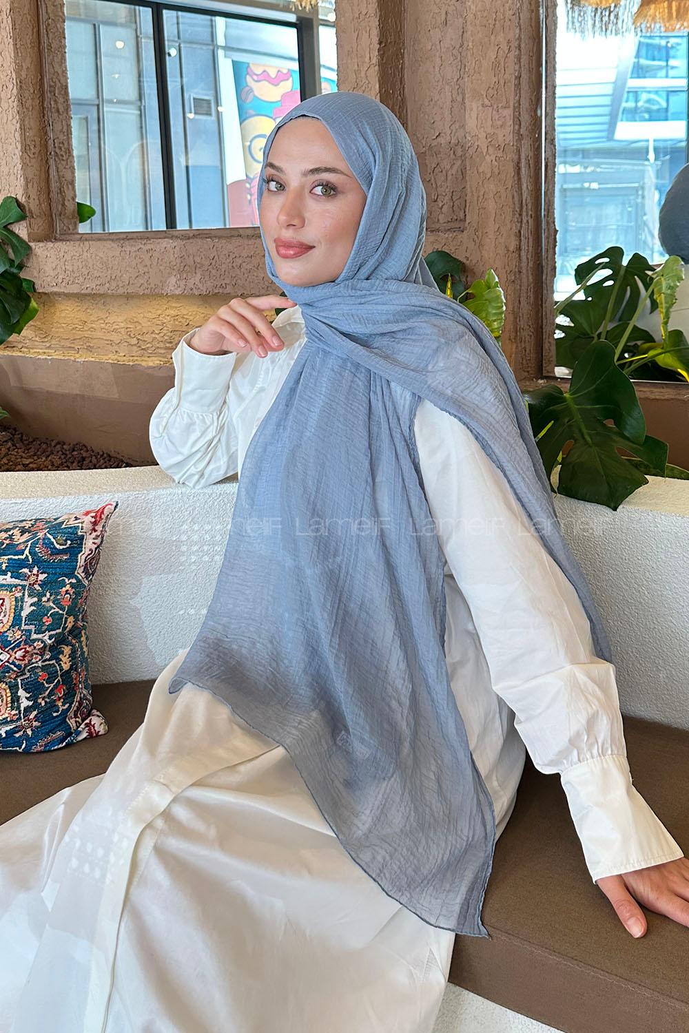 Lamelif Müslin Şal Mavi