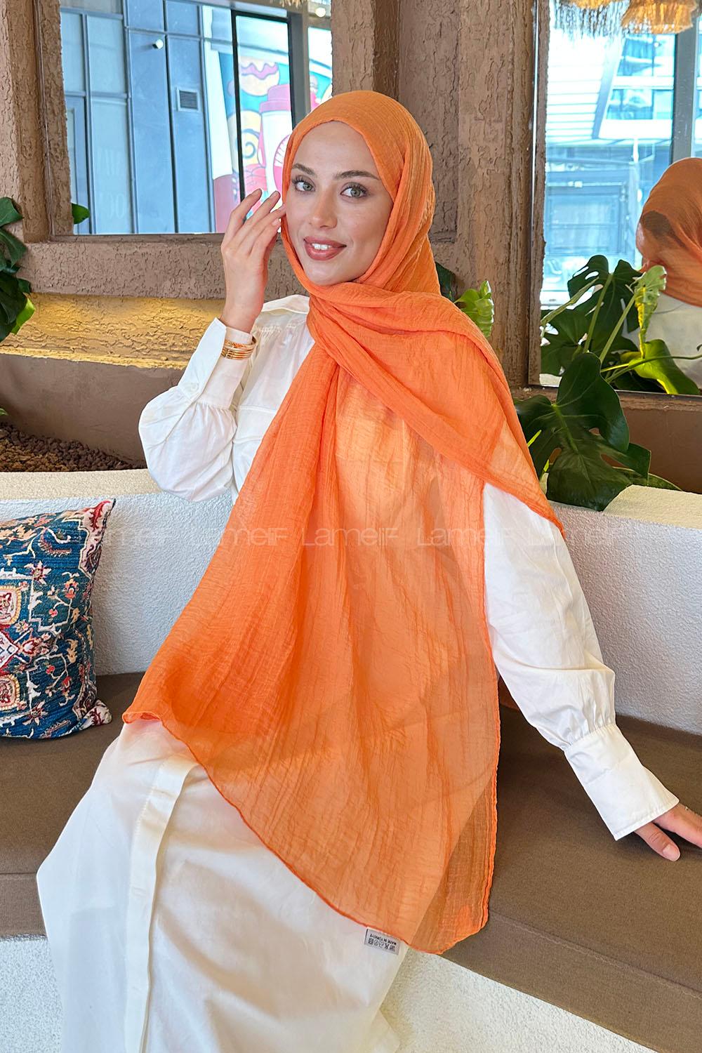 Lamelif Müslin Şal Oranj