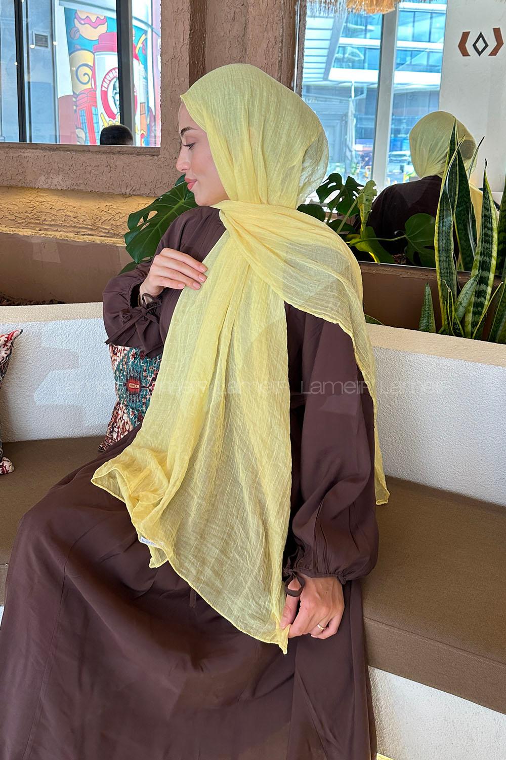 Yellow Cotton Fabric Straight Shawl