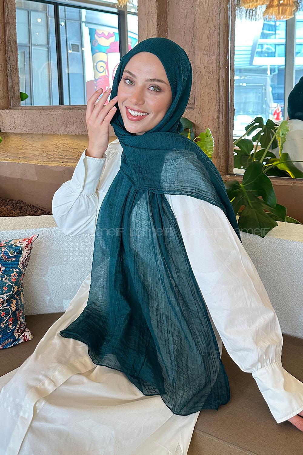 Lamelif Müslin Şal Zümrüt Yeşili