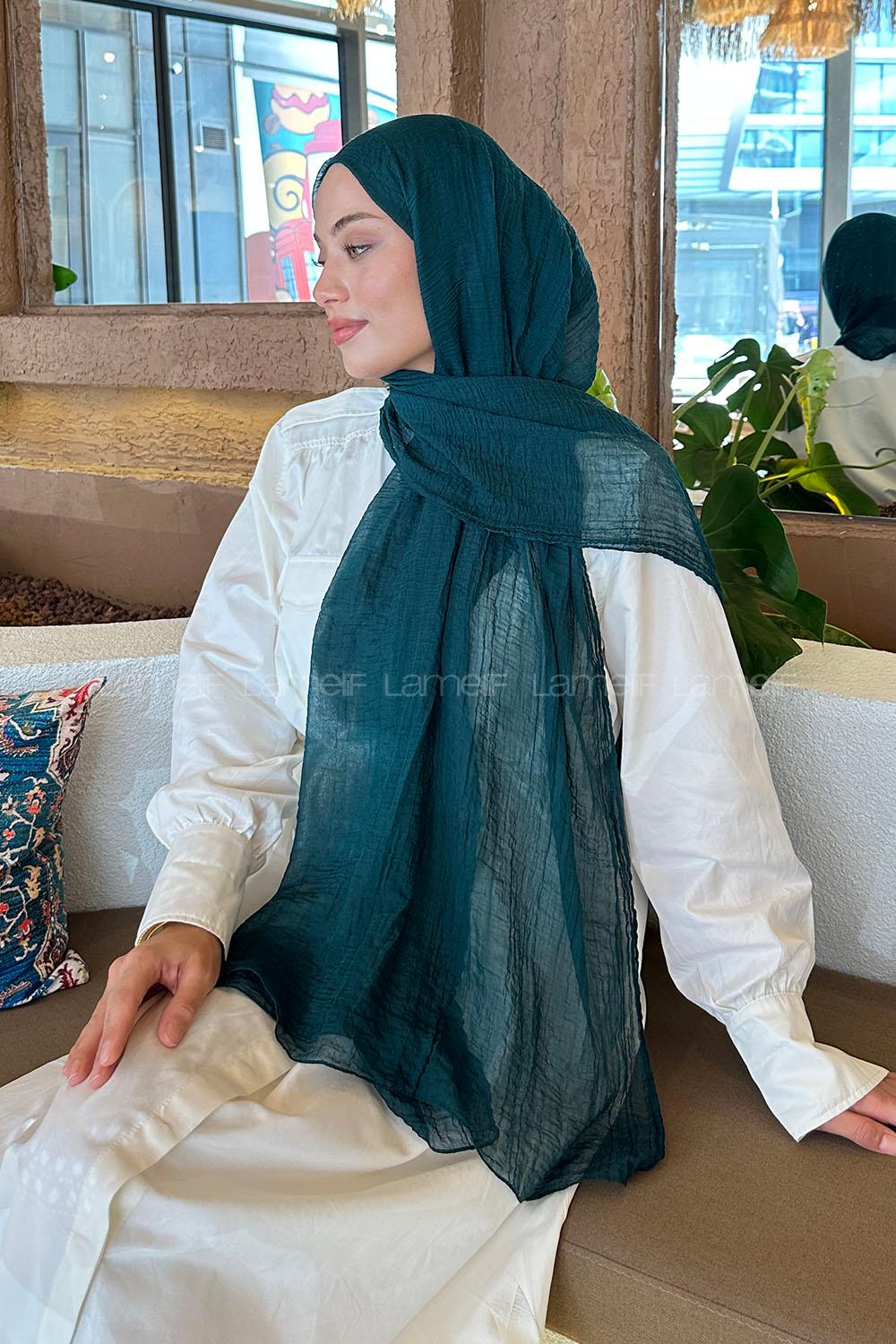 Lamelif Müslin Şal Zümrüt Yeşili