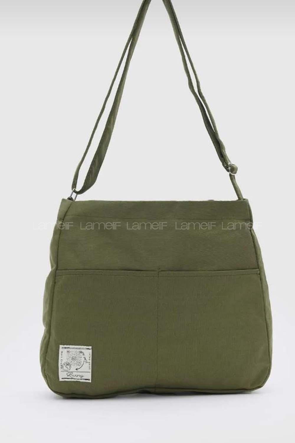 Lamelif  3 Bölmeli Ayarlanabilir Çapraz Askılı Kadın Çanta Haki