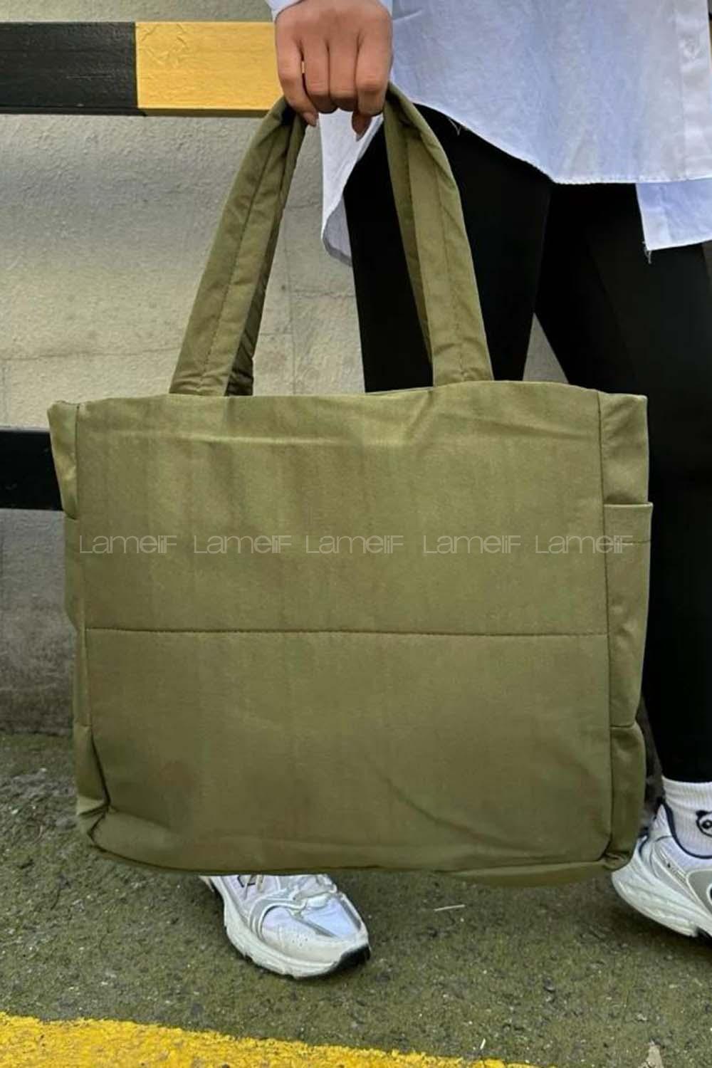 Lamelif 3 Bölmeli Fermuarlı Kol Ve Omuz Kadın Çanta Haki