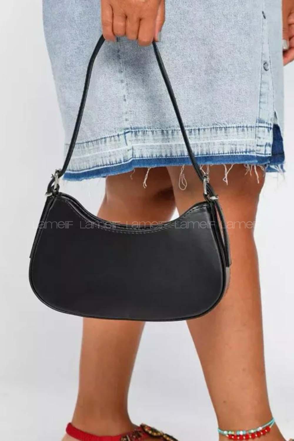Lamelif Baget Omuz Çanta Rugan Siyah