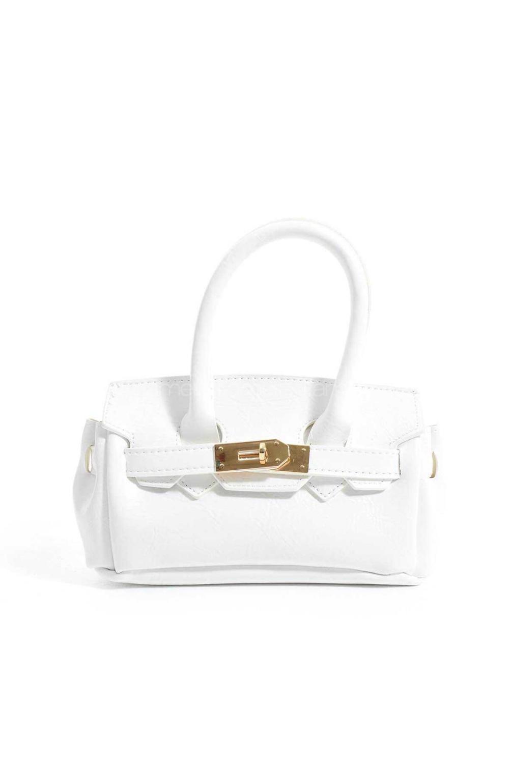 Lamelif Elly Tokalı Gold Askılı Çapraz Çanta Beyaz