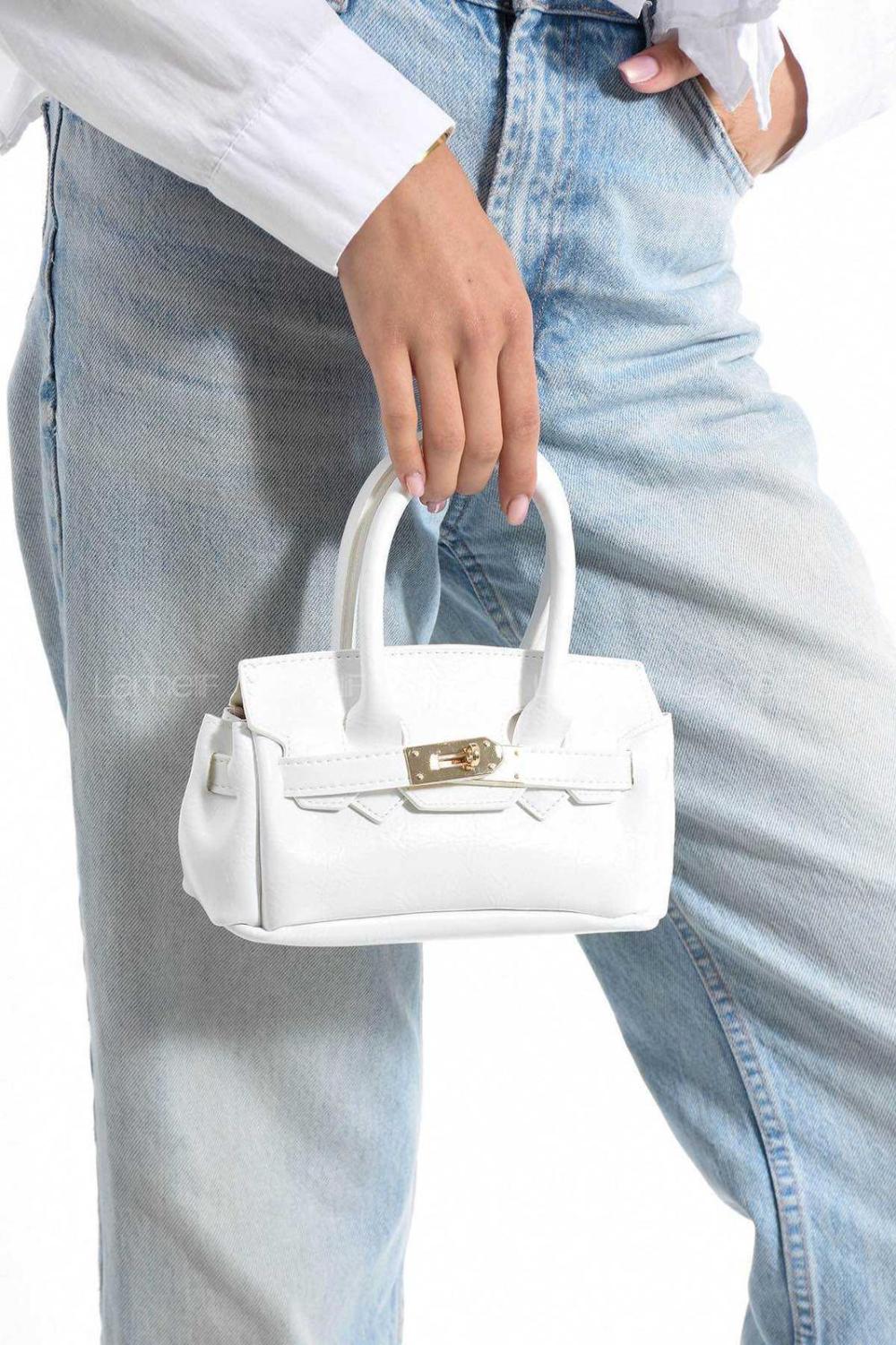 Lamelif Elly Tokalı Gold Askılı Çapraz Çanta Beyaz