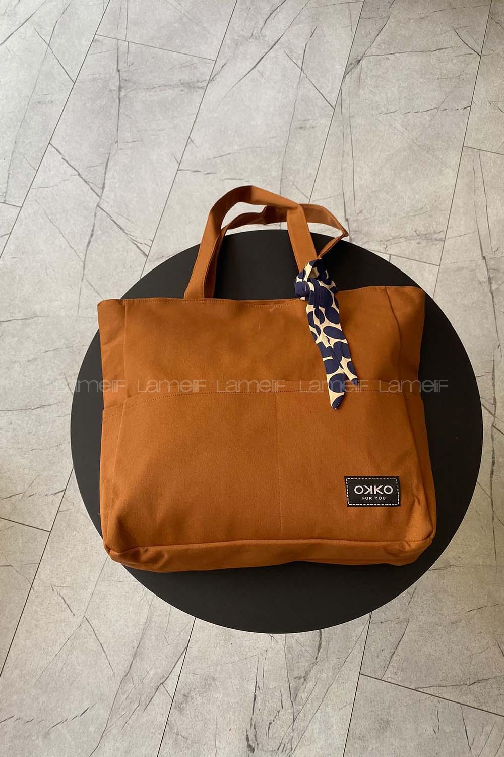 Lamelif İç Astarlı Geniş Kol Çantası Taba