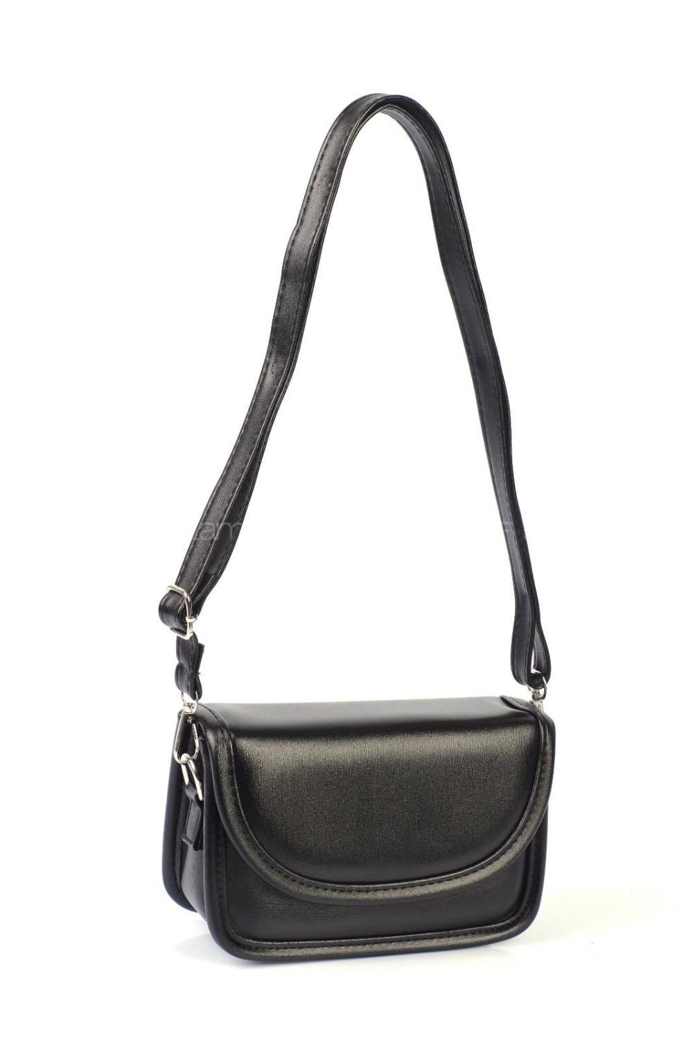 Lamelif Mini Kutu Çapraz Çanta Kadın Parlak Siyah