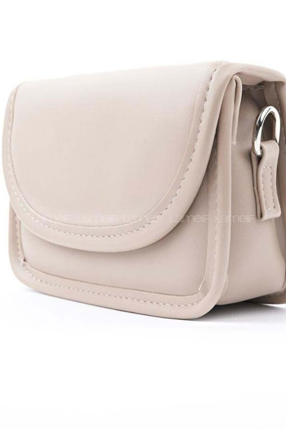 Lamelif Mini Kutu Çapraz Çanta Kadın Vizonrengi