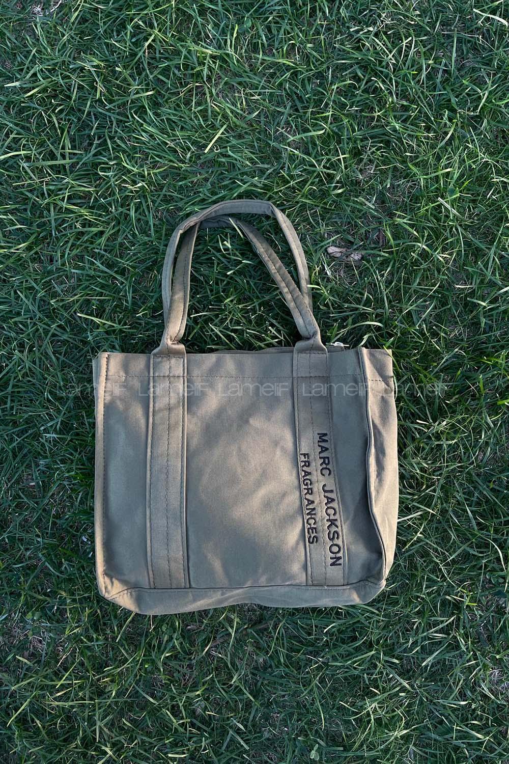 Lamelif Kanvas Kumaş Siyah Çapraz Çanta Kadın Çağla Yeşili