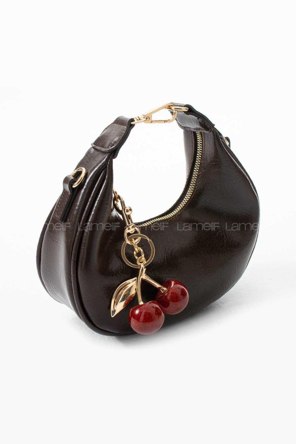Lamelif Betty Model Charm Hediyeli Kadın El Ve Omuz Çantası Acı Kahve