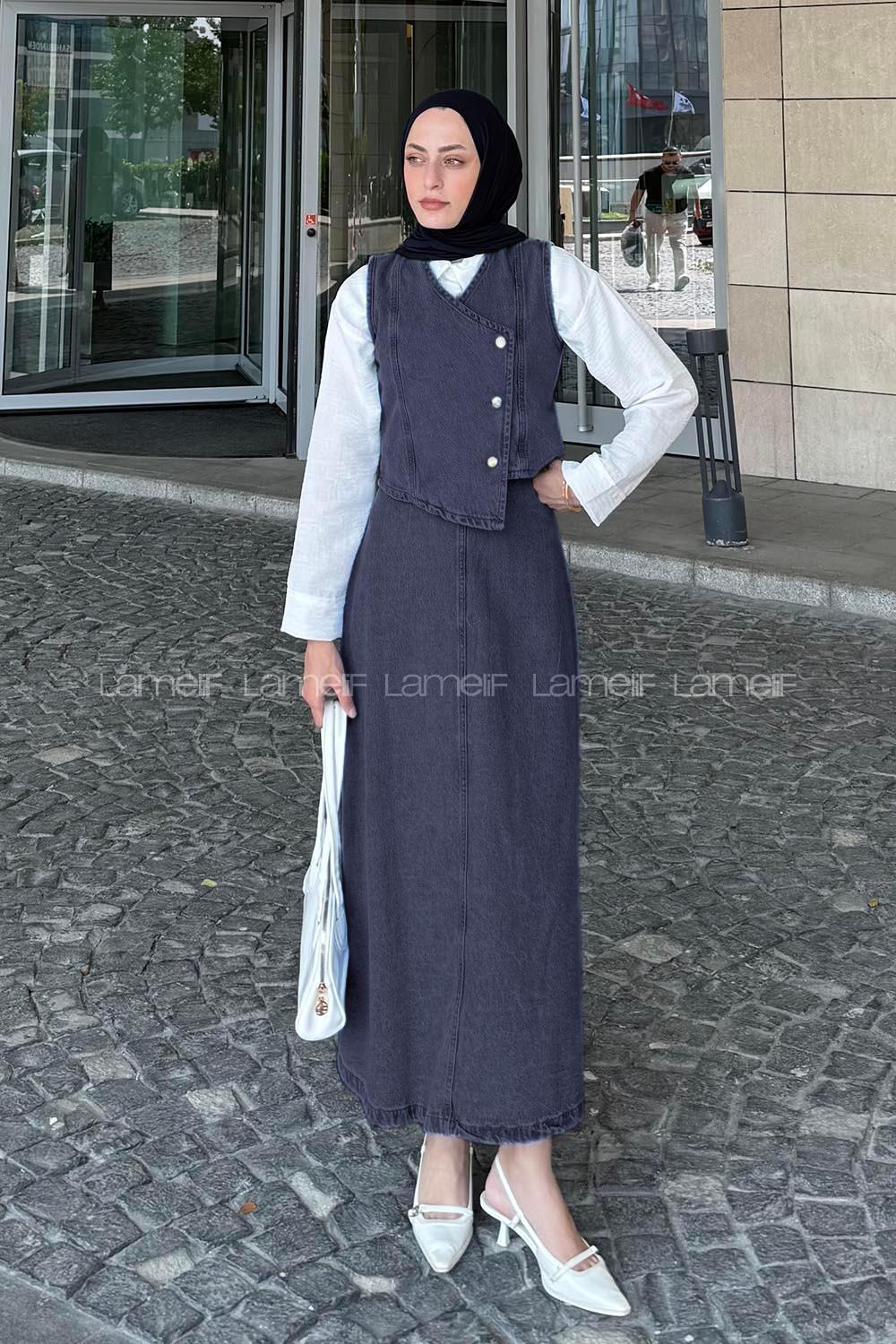 Lamelif Kruvaze Kapama Kot Etekli Su Yıkama