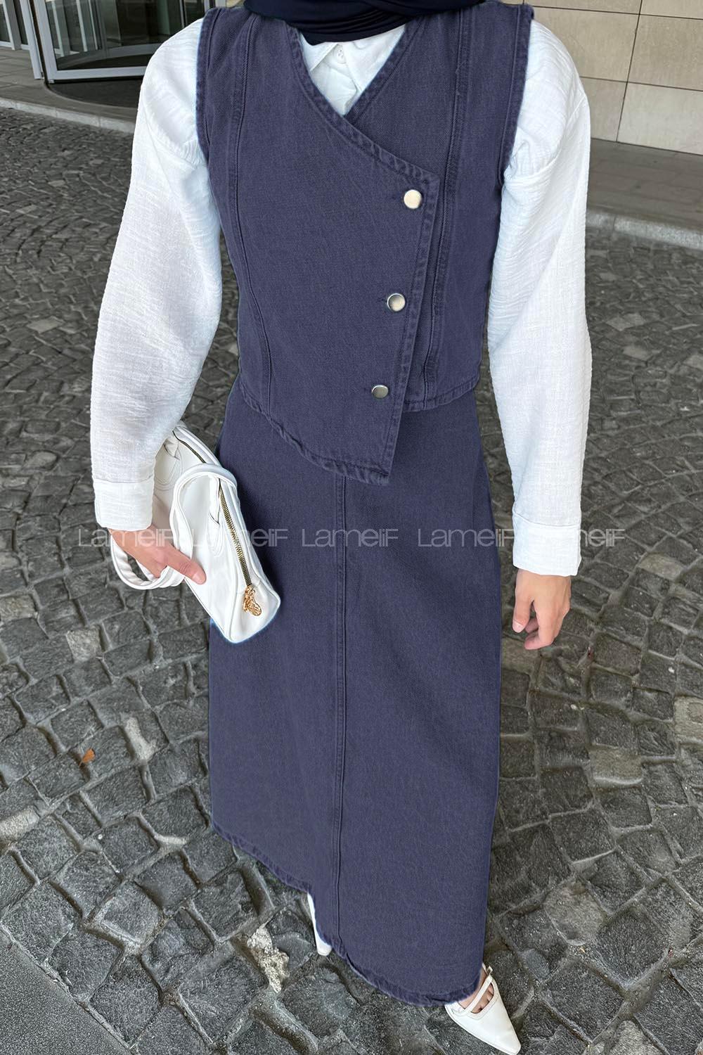 Lamelif Kruvaze Kapama Kot Etekli Su Yıkama