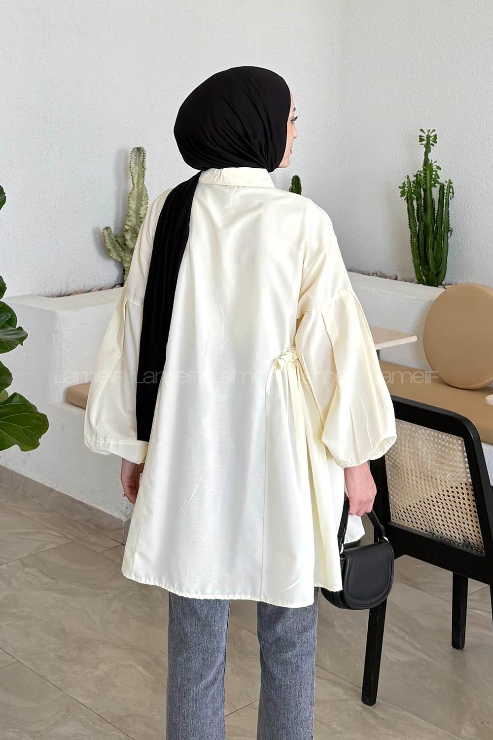 Yellow Shirt Collar Linen Tunic