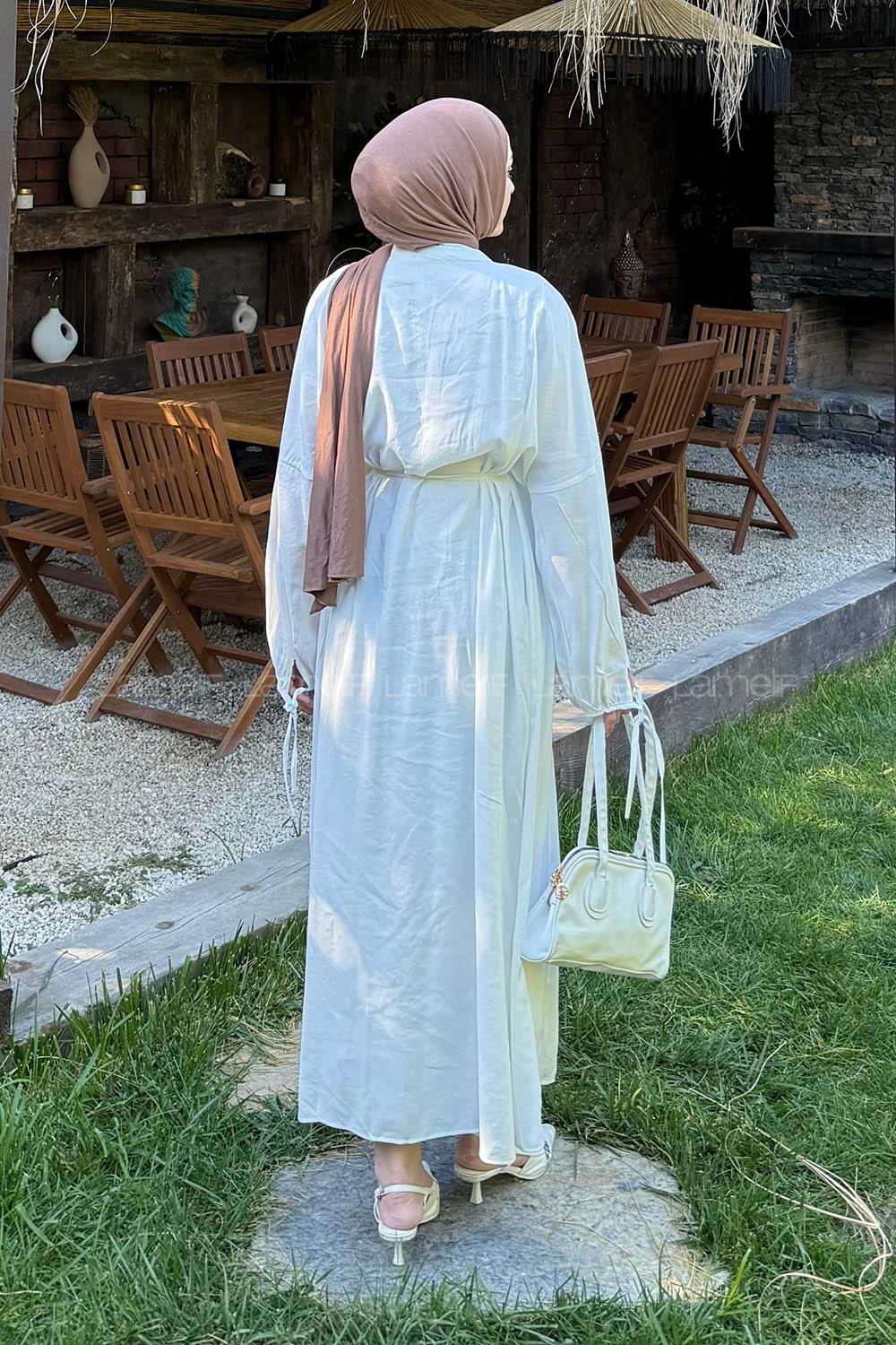 White Mandarin Collar Modal Dresess