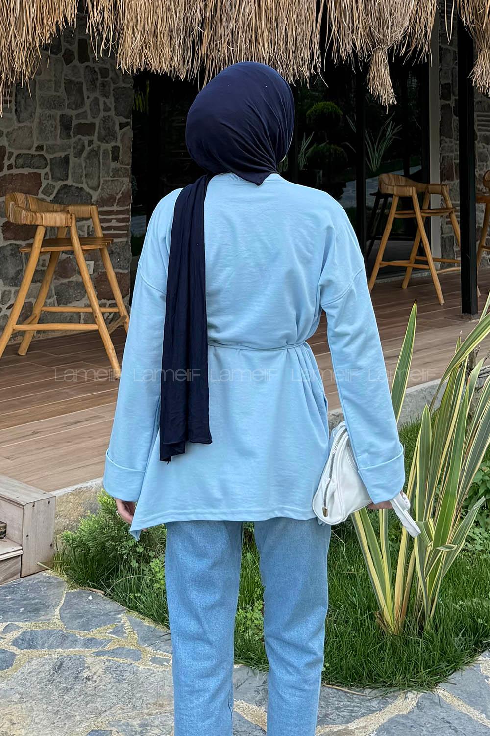 Lamelif Yırtmaç Detaylı Sweat Bebe Mavisi