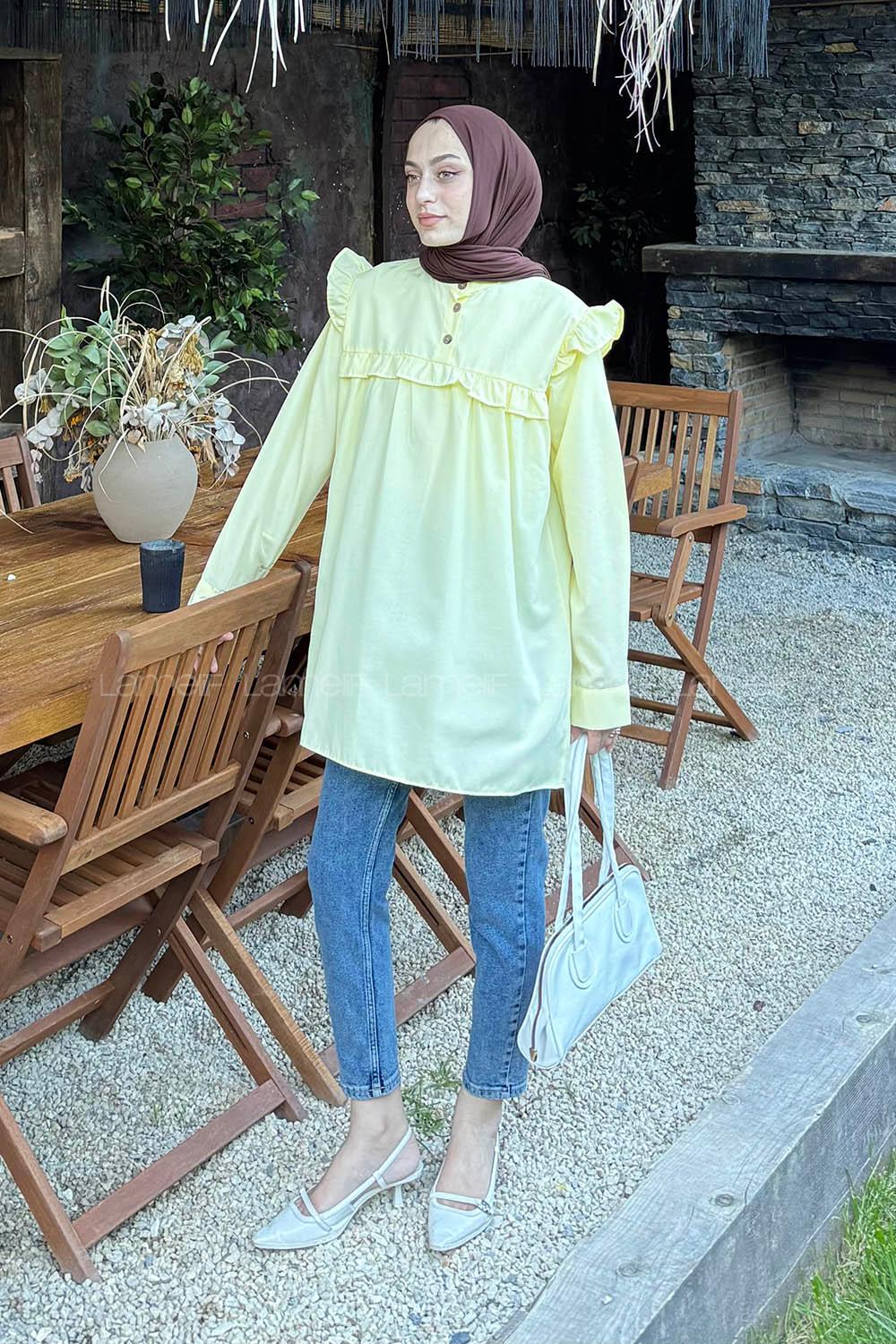 Yellow Normal Neck Cotton Fabric Unprinted Tunic