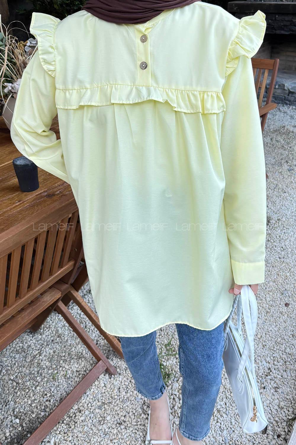 Yellow Normal Neck Cotton Fabric Unprinted Tunic