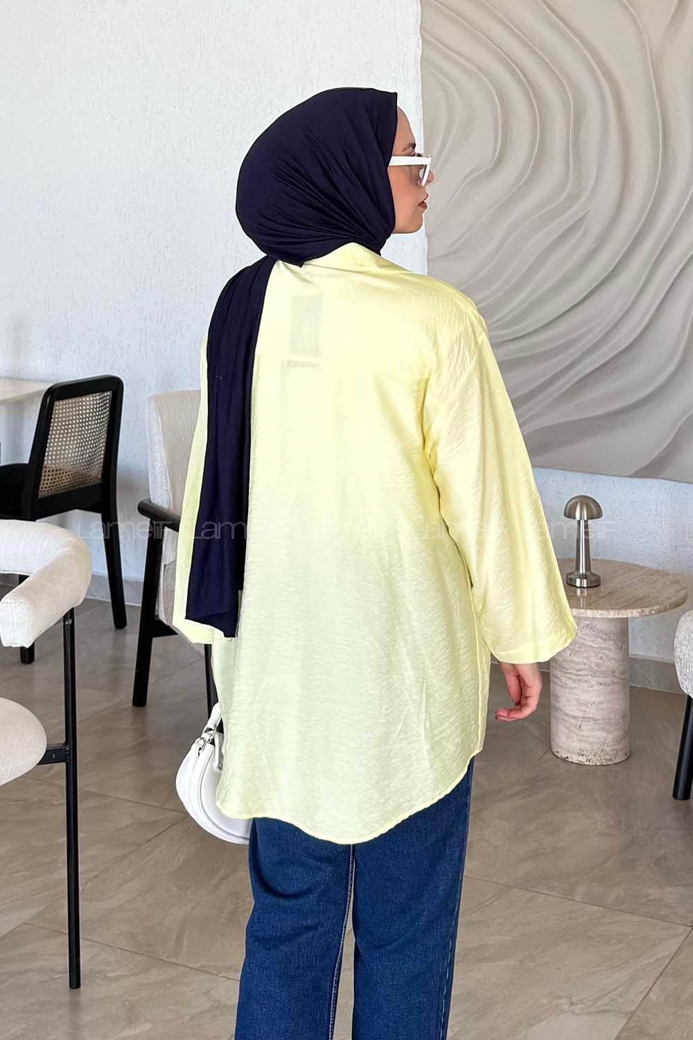Lamelif Bağlama Detaylı Pareo Kimono Sarı