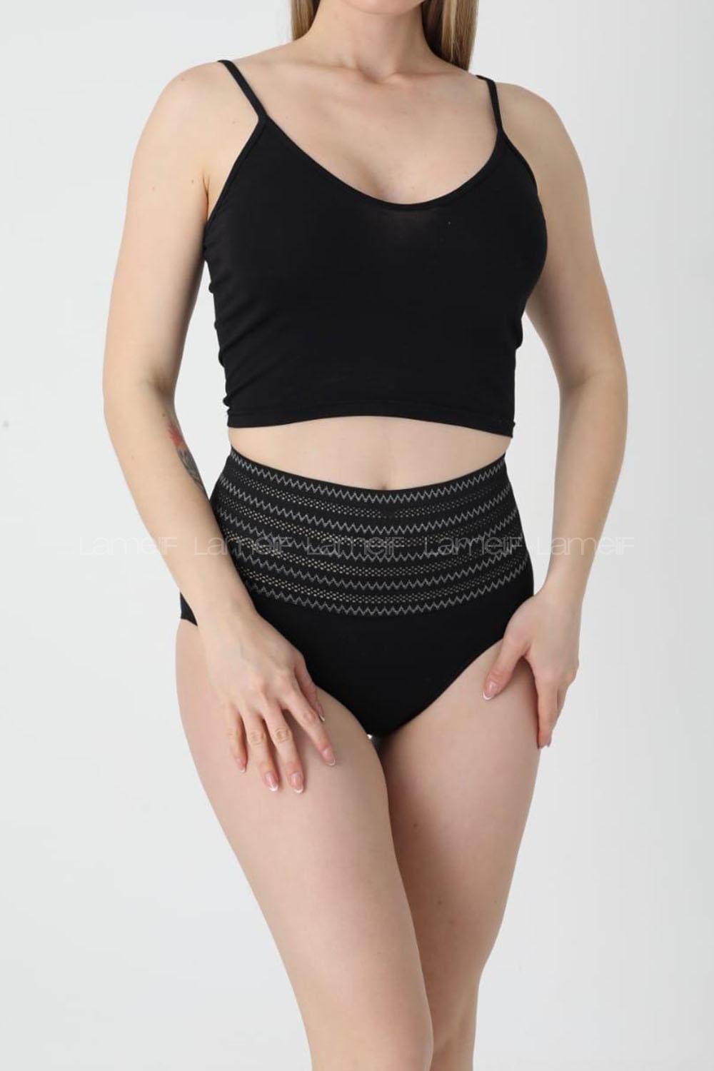 Black Combed Fabric Scanties