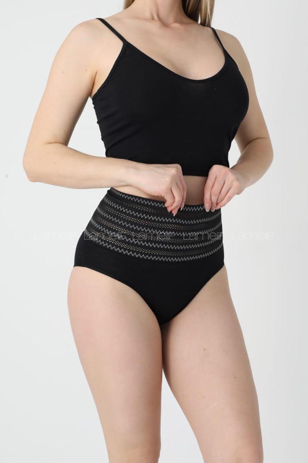 Black Combed Fabric Scanties