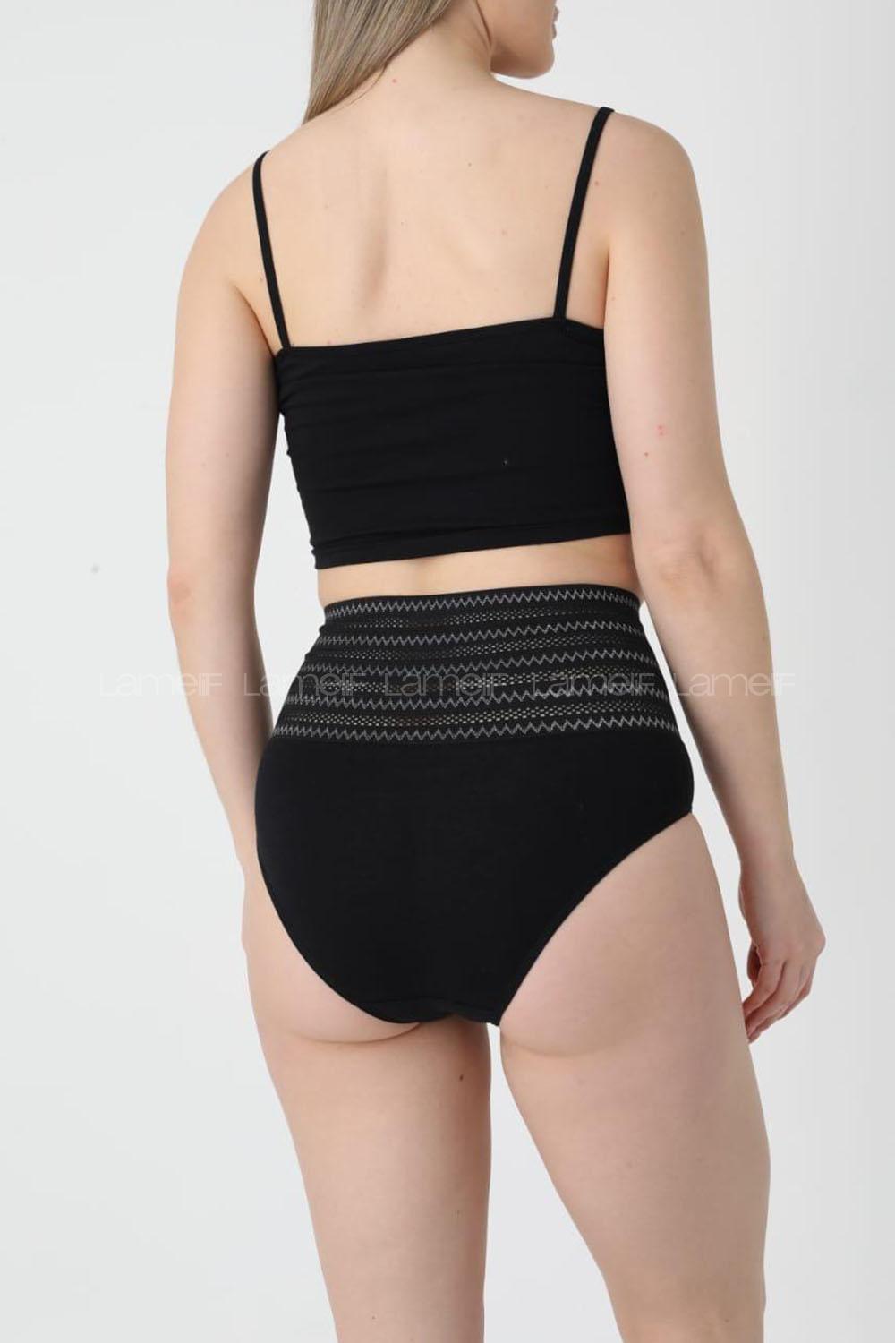 Black Combed Fabric Scanties