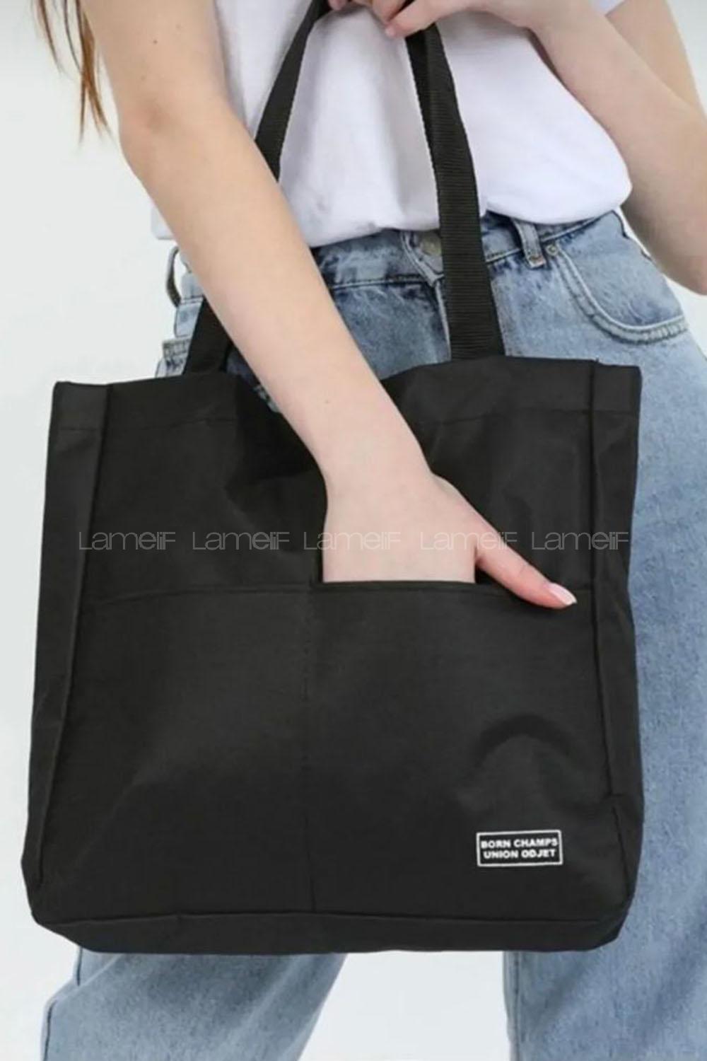 Black Without Accessories Rope Hand Bag Bag