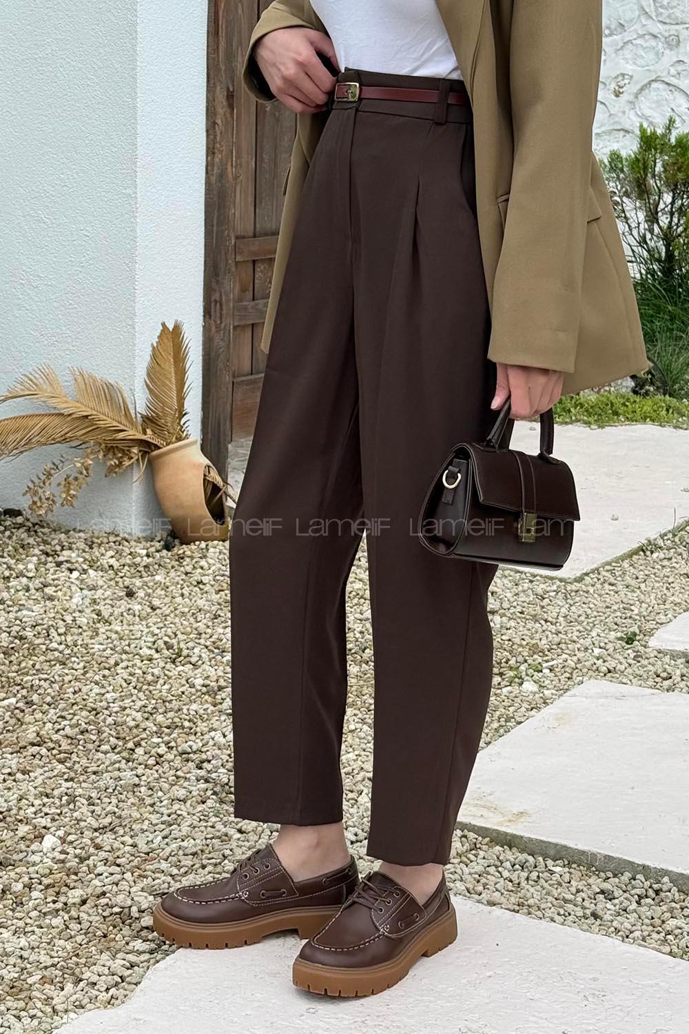 Lamelif Havuç Pantolon Acı kahve