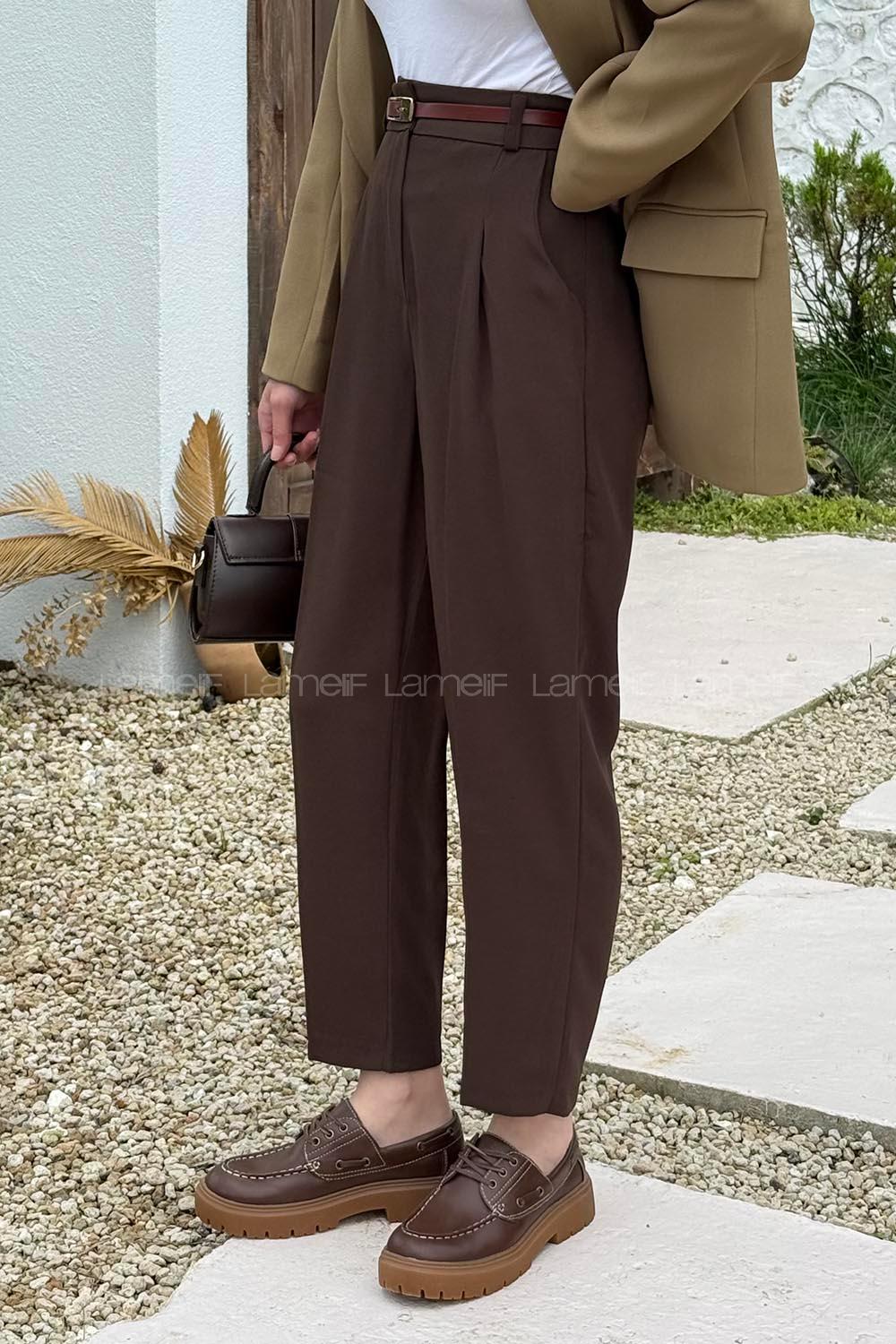 Lamelif Havuç Pantolon Acı kahve