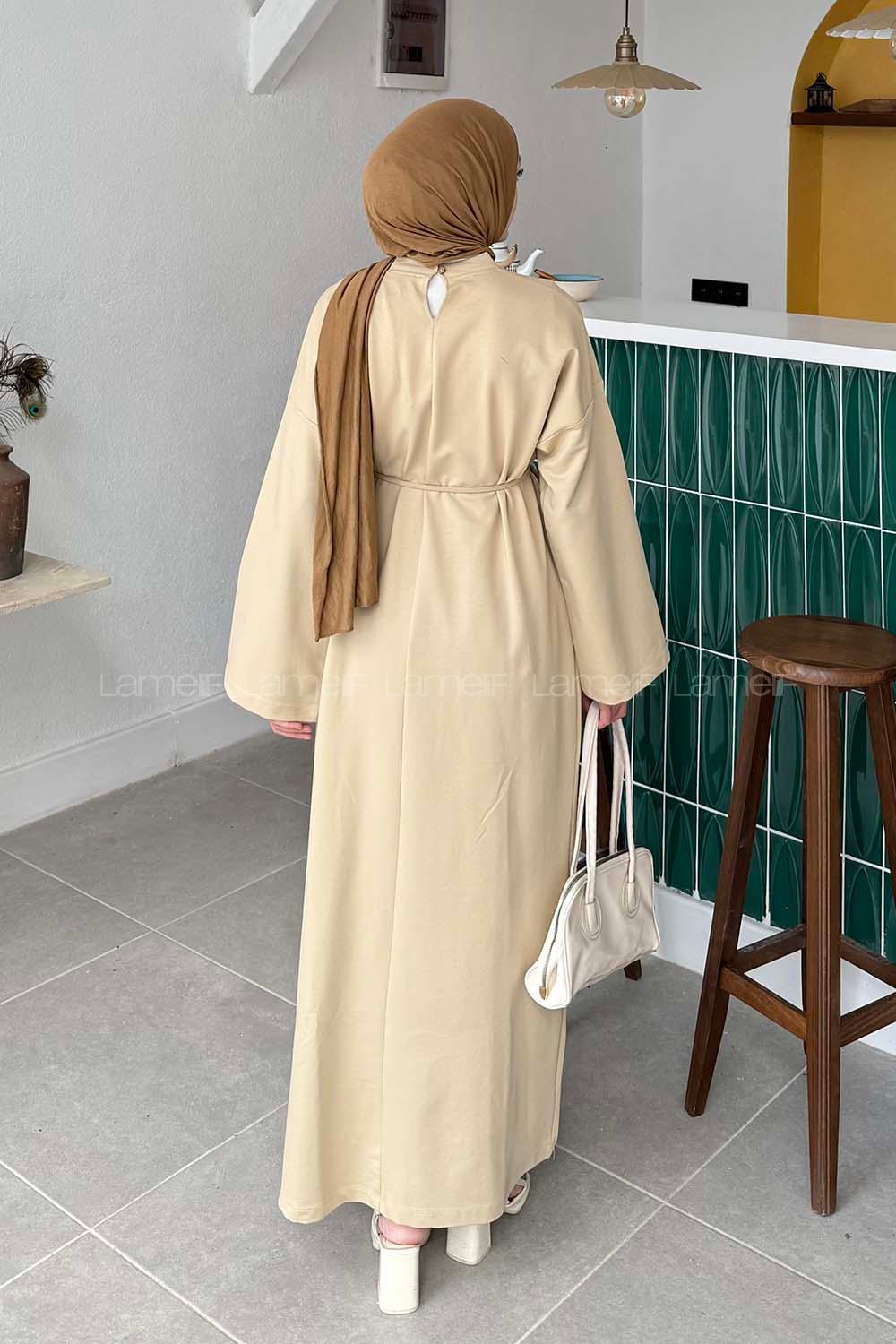 Lamelif İki İplik Oysho Elbise Bej