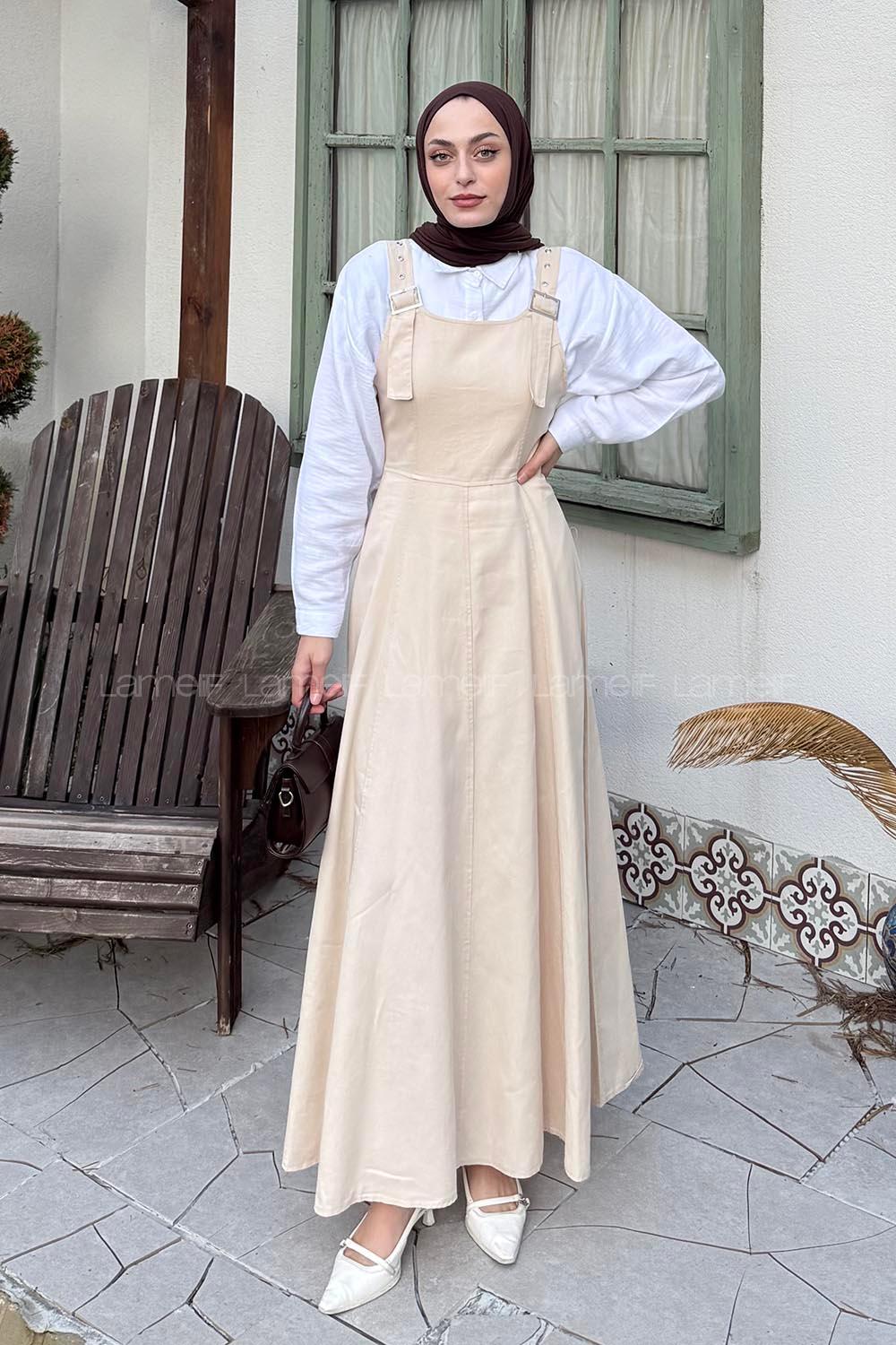 Stone Scoop Neck Gabardin Unprinted Dresess