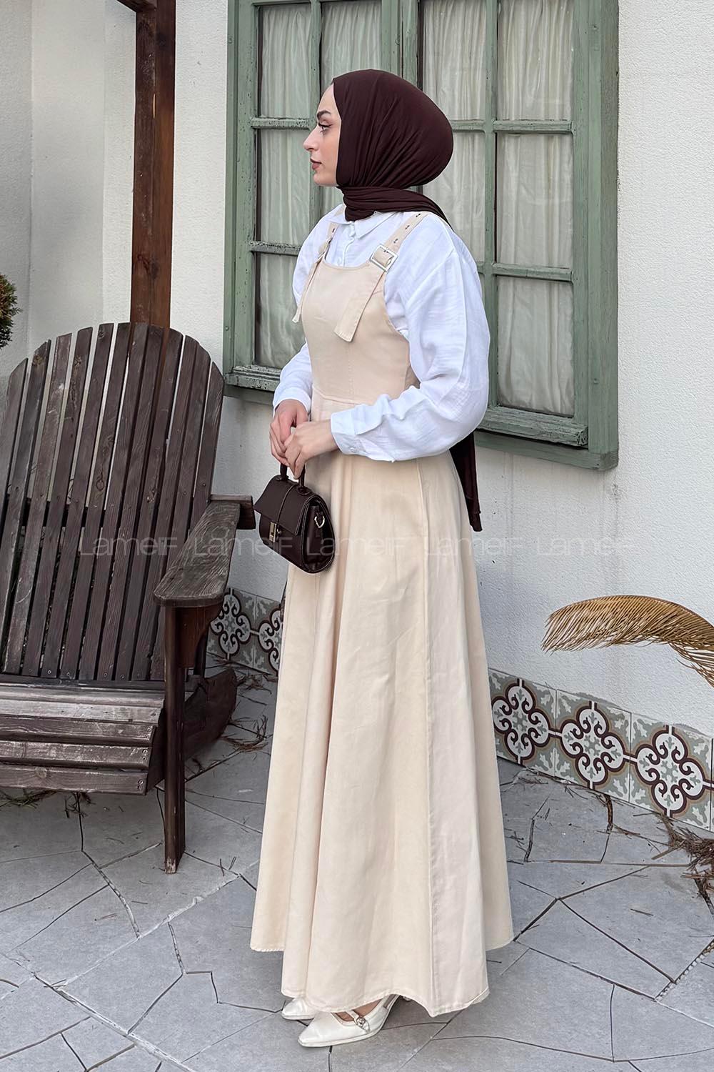 Stone Scoop Neck Gabardin Unprinted Dresess