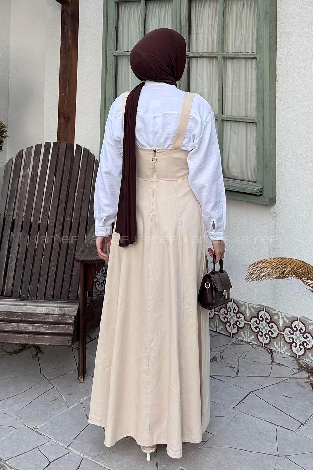 Stone Scoop Neck Gabardin Unprinted Dresess