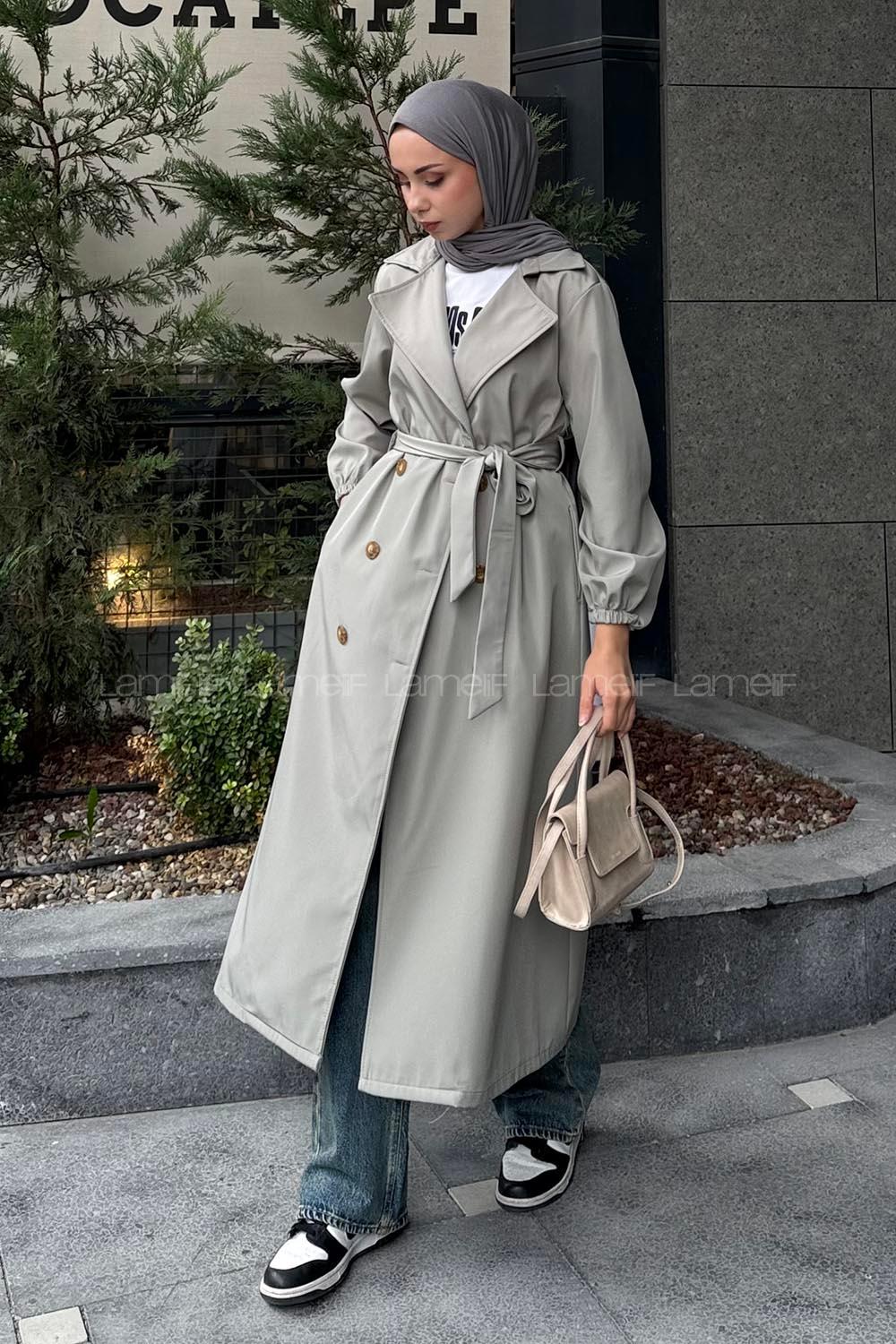 Mint Green Long Arm Polyester Trench Coat