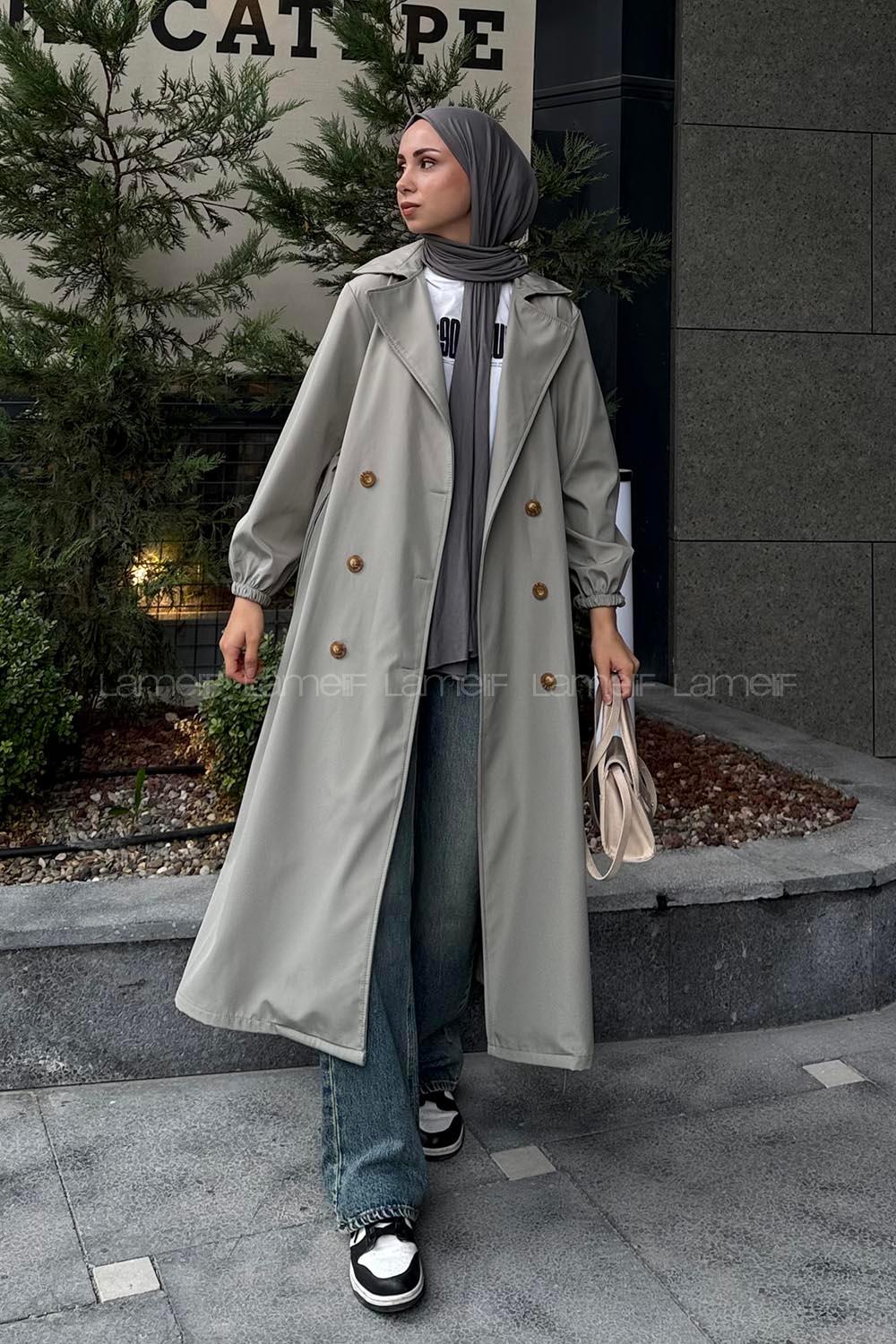 Mint Green Long Arm Polyester Trench Coat