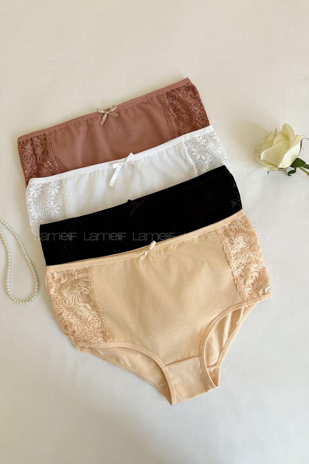Lamelif Kotton Bayan Yüksekbel Dantel Külot