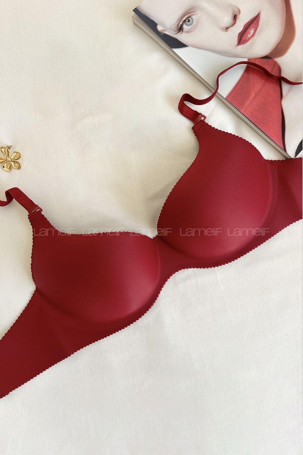 Claret Red Cotton Fabric Underwire Unsupport 
