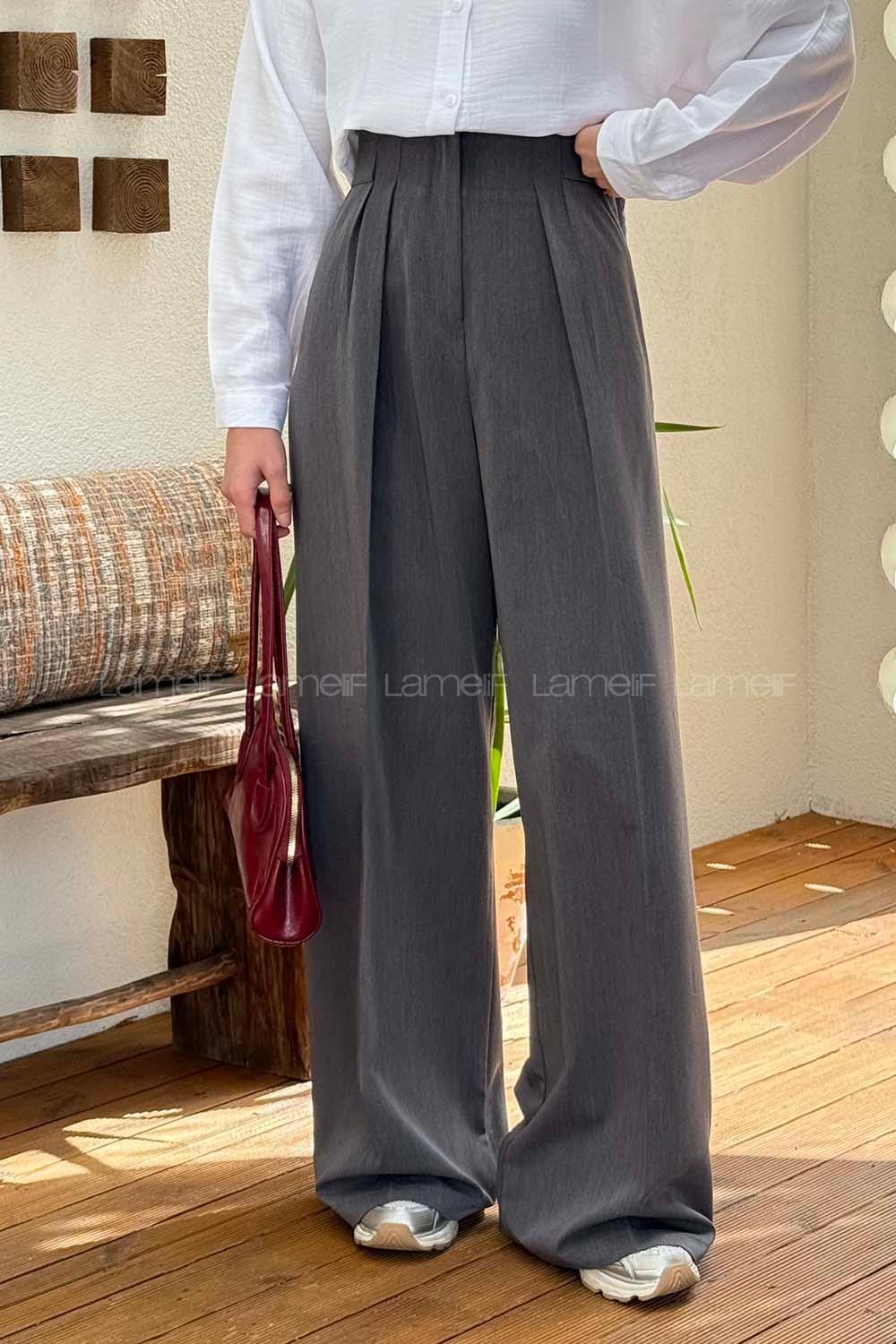 Smoked Viscose Fabric Elastan Polyester High Waist Material Pants