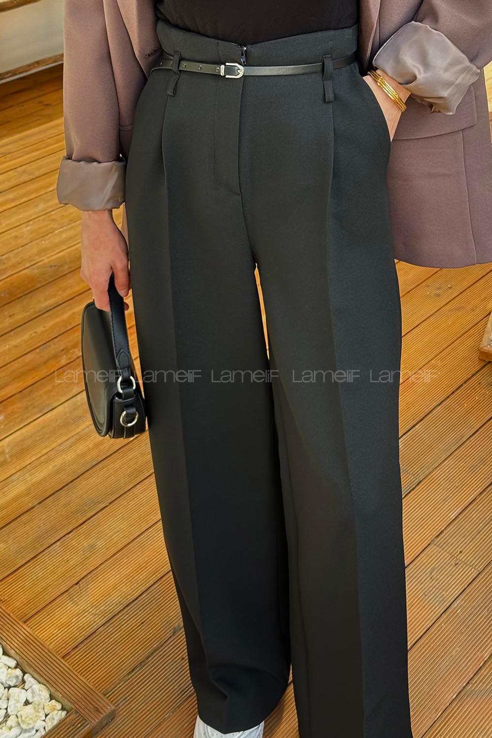 Lamelif Yüksek Bel Pantolon Siyah