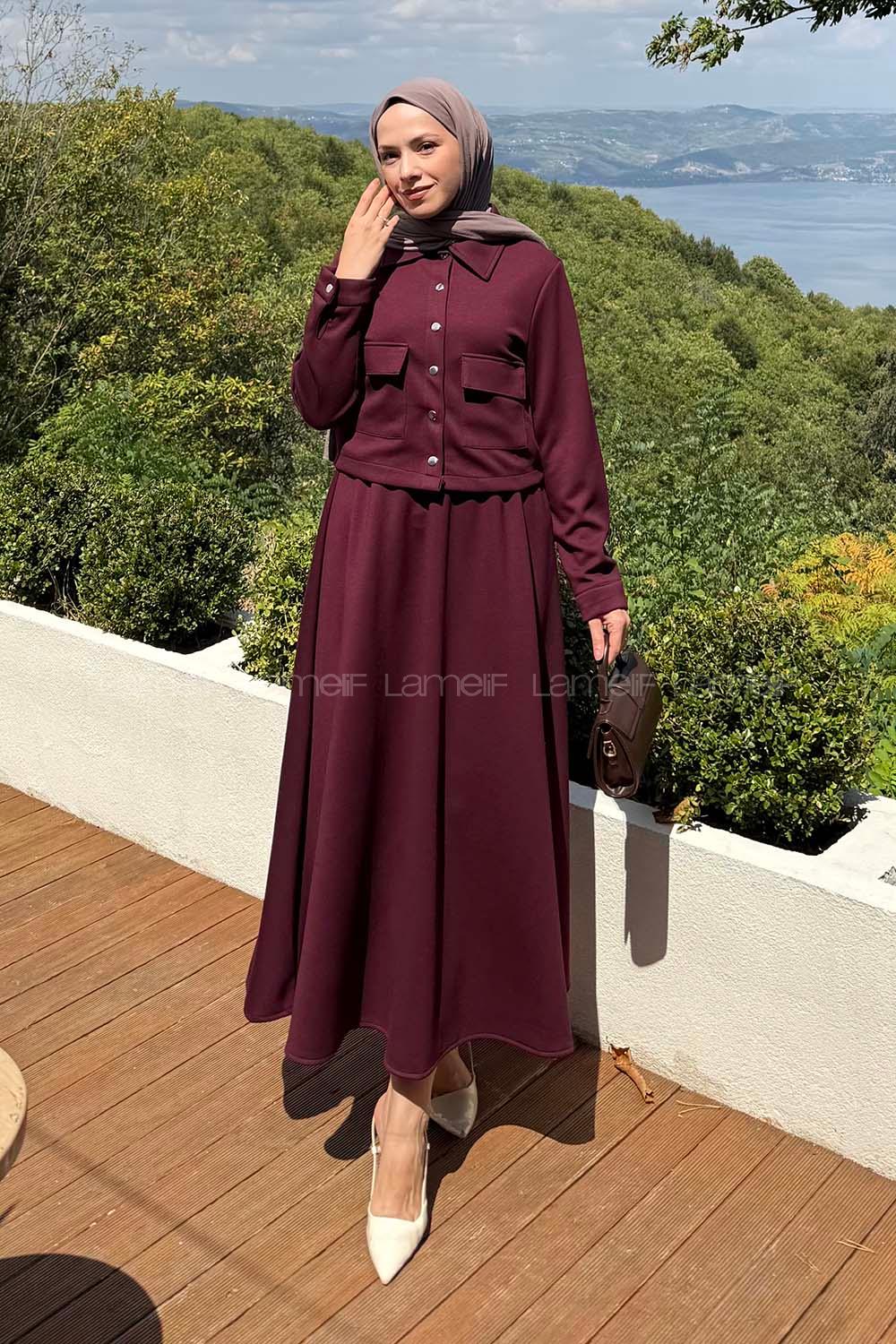 Lamelif Çıt Çıt Detaylı Oysho Takım Bordo