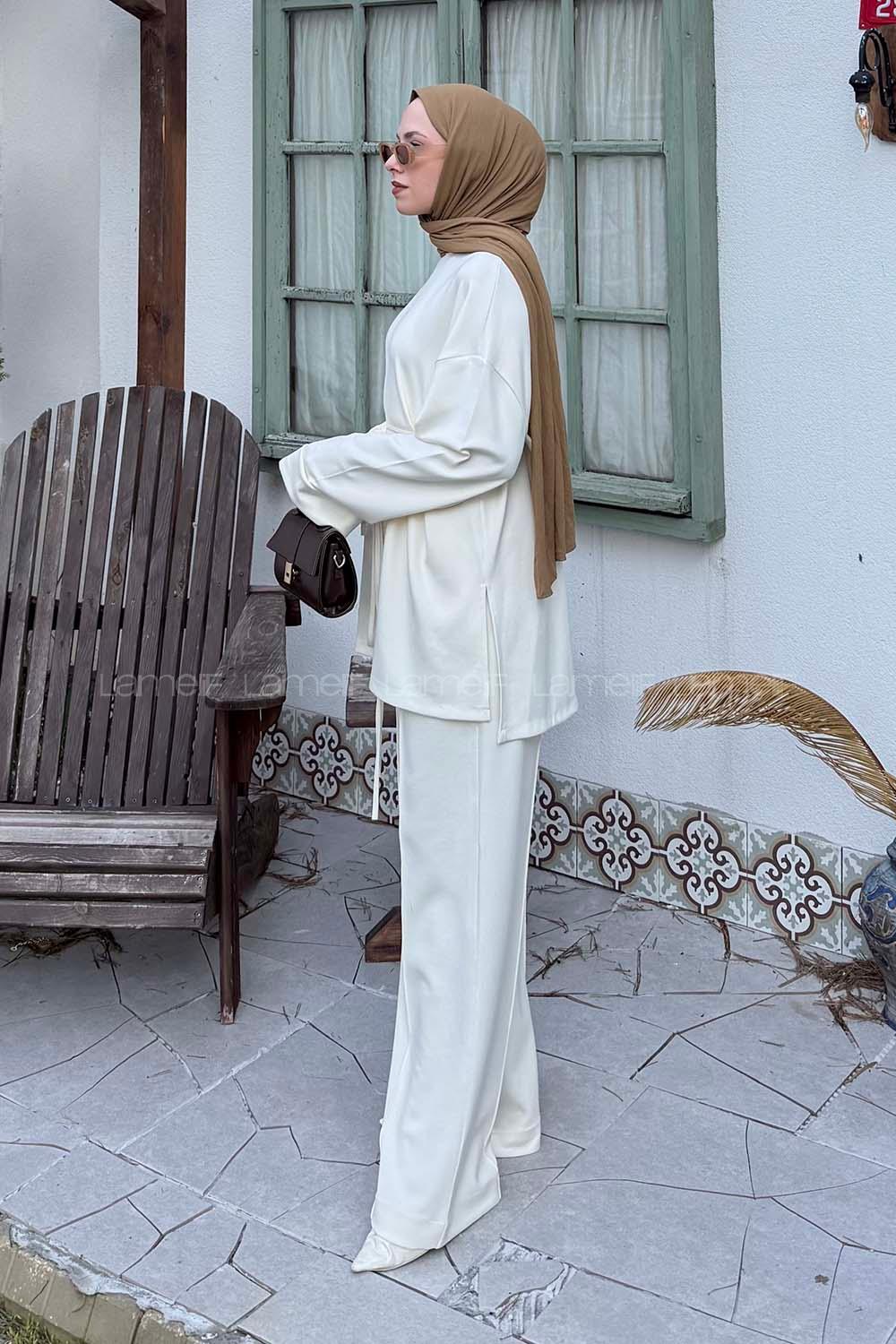 Lamelif Oysho İkili Tesettür Takım Krem