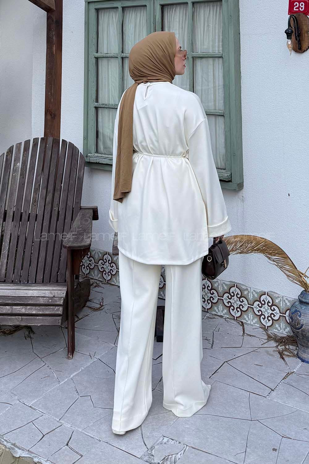 Lamelif Oysho İkili Tesettür Takım Krem
