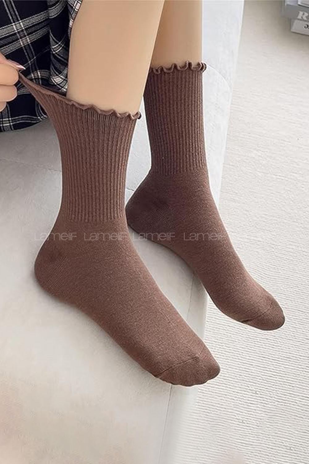 Lamelif Fırfır Yarım Konç Çorap