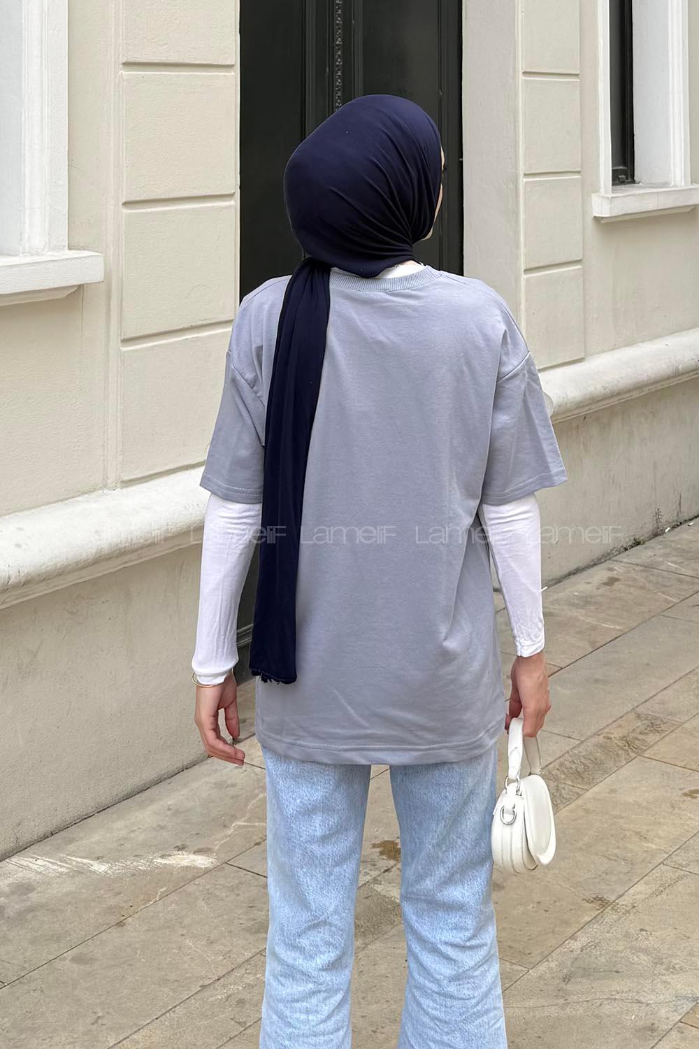 Gray Crew Neck Short Arm T-shirt