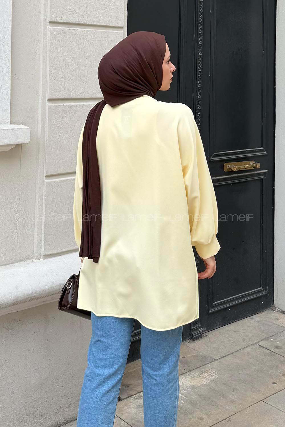 Yellow V Neck Long Arm Cotton Atlas Cardigan